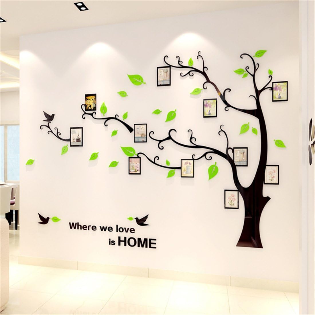 3D Tree Wall Stickers - DIY Photo Frame Tree Wall Decal Family Photo Frame Sticker Murals Wall Decor Living Room Bedroom TV Background Home Decorations (S:54 * 39in,Black Right)