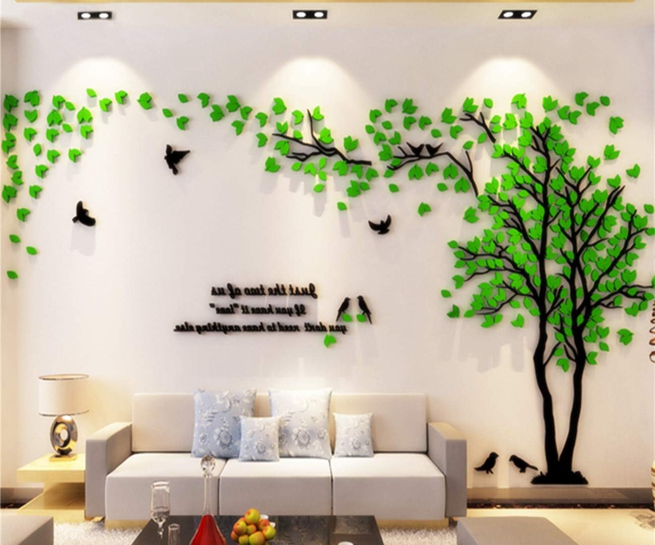 3D Tree Wall Stickers - DIY Tree and Birds Wall Decals Family Couple Tree Stickers Murals Wall Decor for Living Room Bedroom TV Background Home Decorations(Silver Right,M-98X51in)