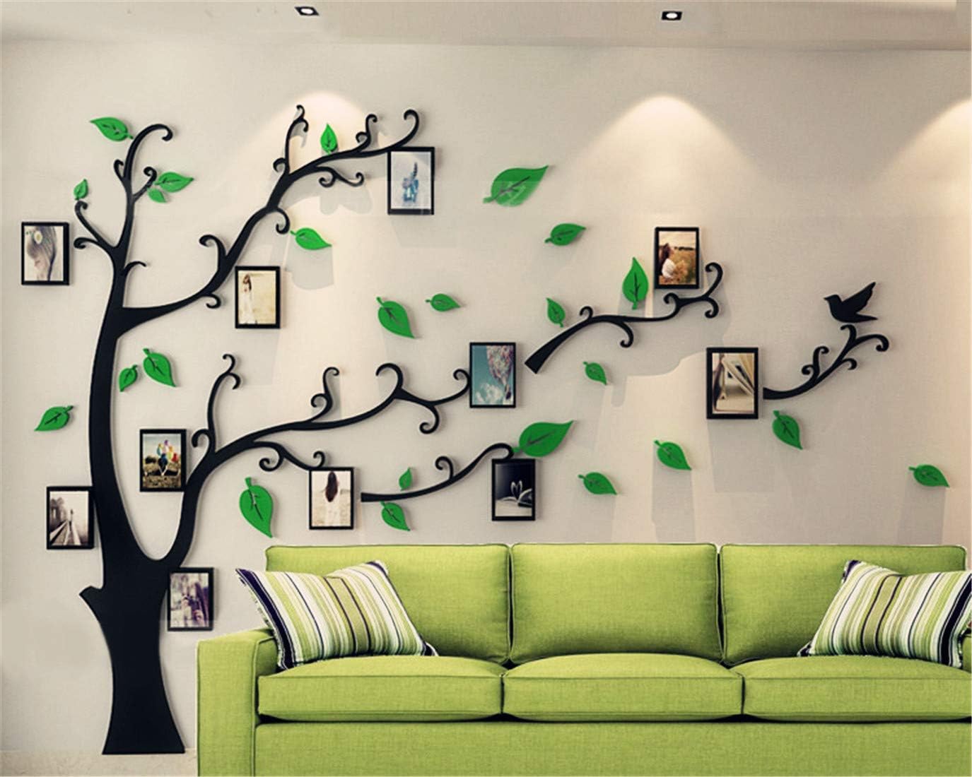 3D Tree Wall Stickers - DIY Photo Frame Tree Wall Decal Family Photo Frame Sticker Murals Wall Decor Living Room Bedroom TV Background Home Decorations (S:54 * 39in,Black Right)