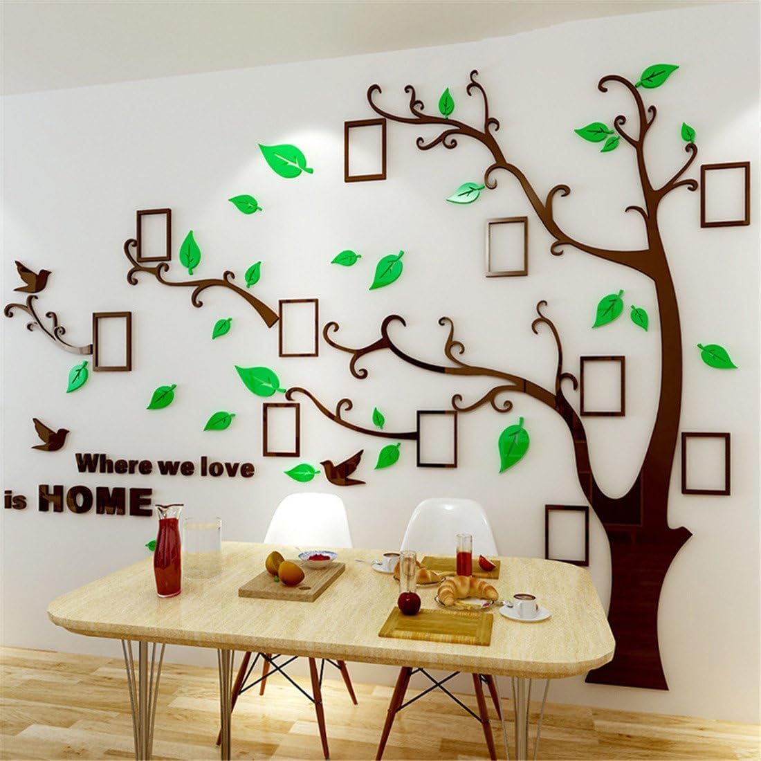 3D Tree Wall Stickers - DIY Photo Frame Tree Wall Decal Family Photo Frame Sticker Murals Wall Decor Living Room Bedroom TV Background Home Decorations (S:54 * 39in,Black Right)